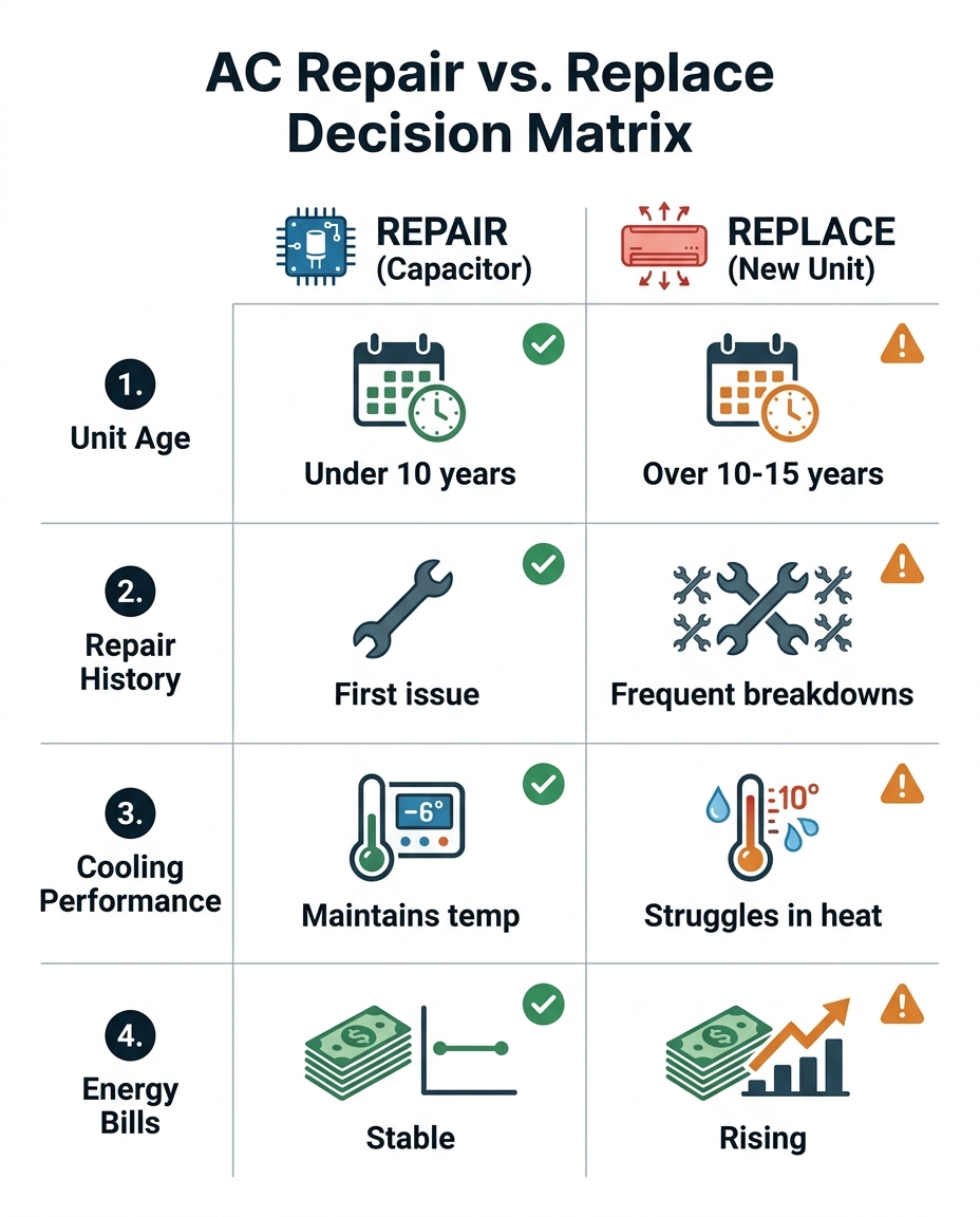 AC Repair vs. Replace Decision Matrix
