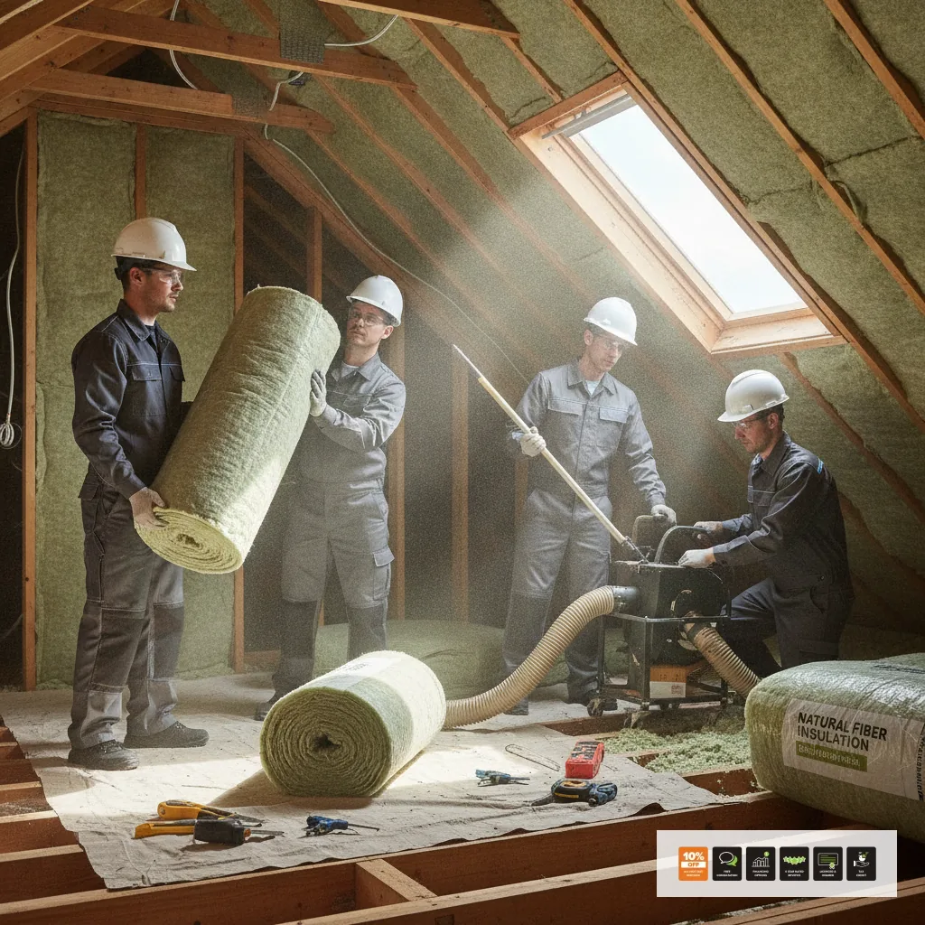 Pure Eco crew installing eco-friendly attic insulation in Greater Los Angeles
